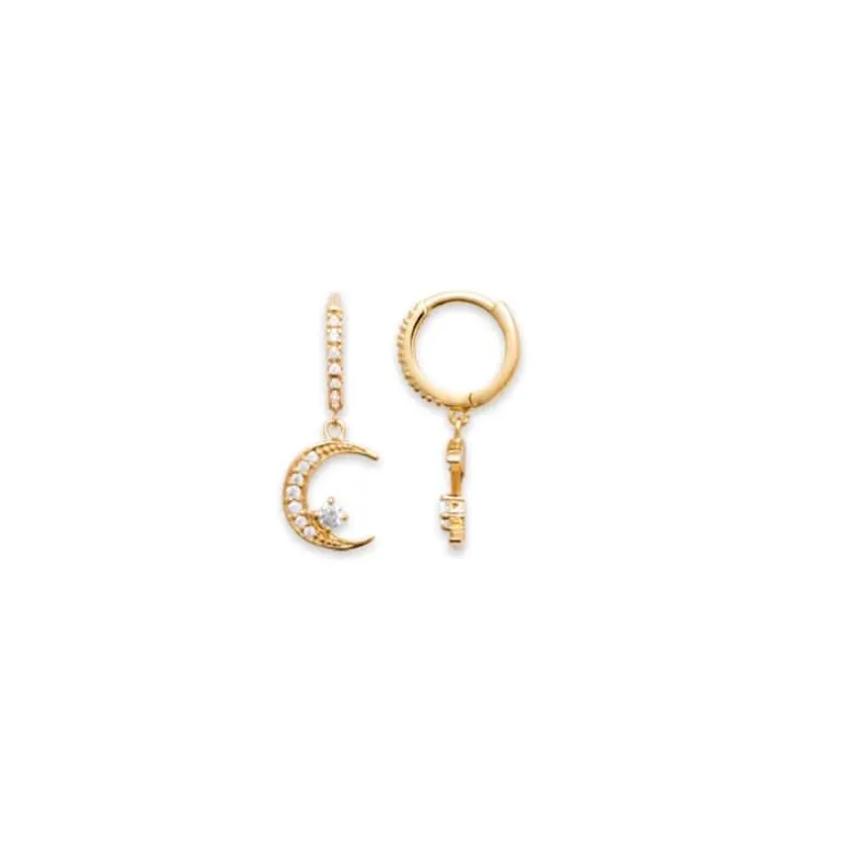 Perrine et Antoinette Boucles D'oreilles Empierrées | Créoles^CRÉOLES LUNE